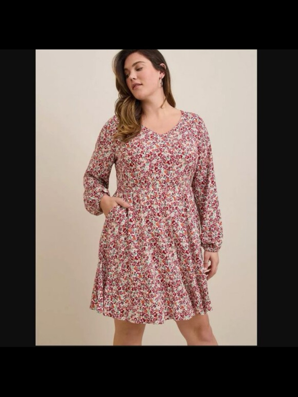 torrid Floral V-Neck Long Sleeve Swing Dress size 18/20